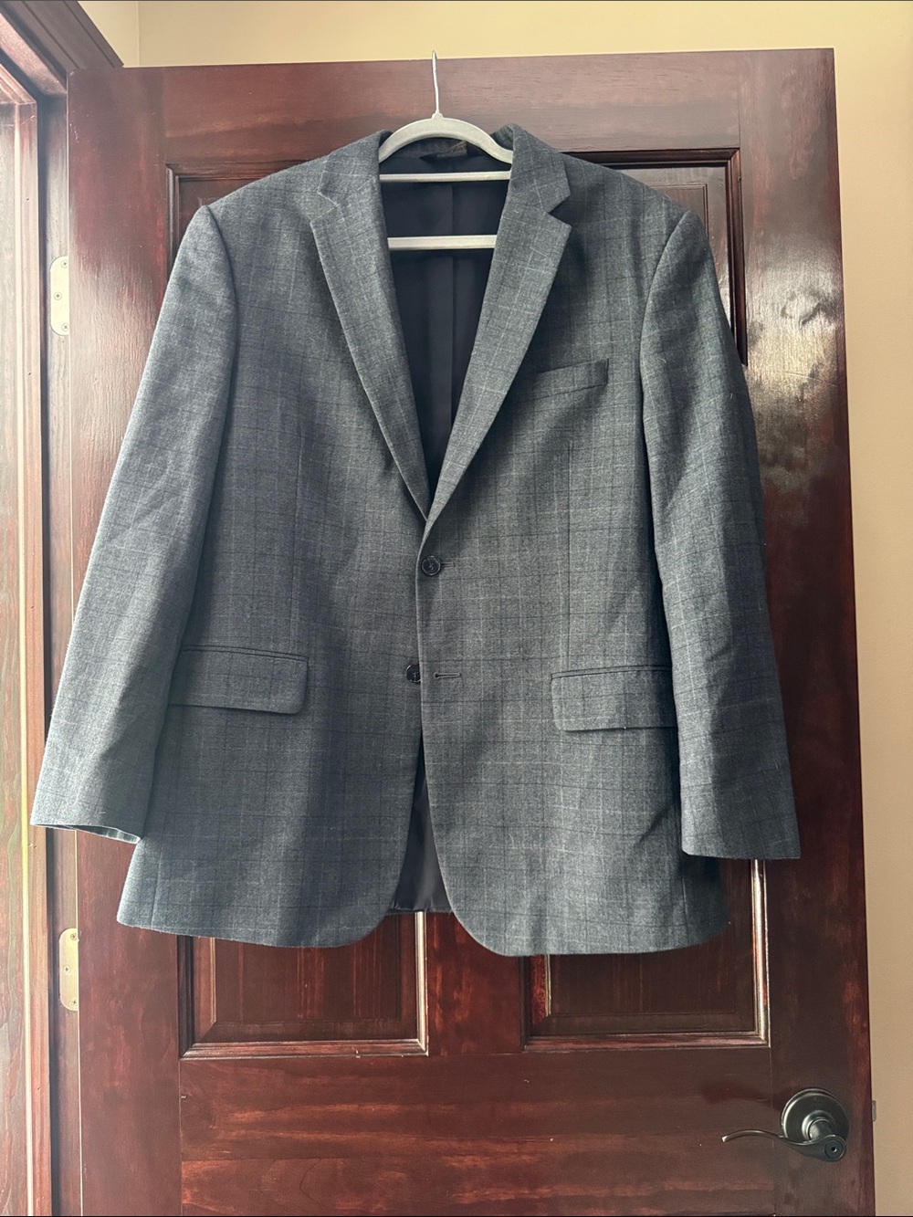 Men's Gray Windowpane Wool-Blend Blazer